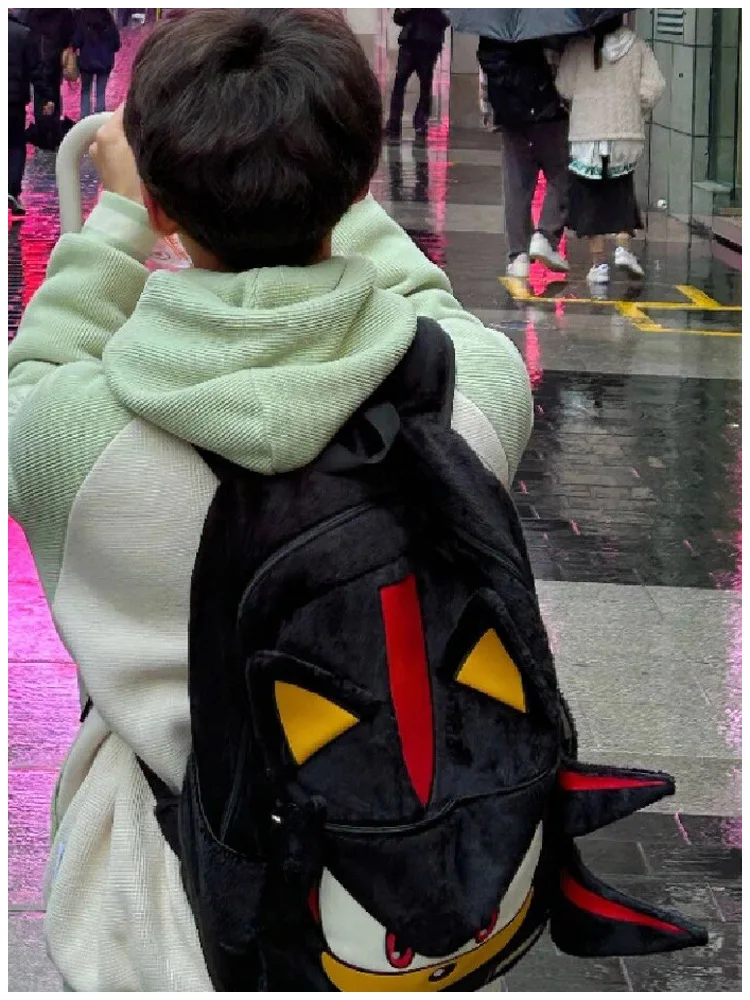 Sonic Anime Shadow Black Backpack Flannel Schoolbag Couple Cartoon Large Capacity Travel Boy Girl School Season Children Gifts Sonic Anime Shadow Black Backpack Flannel Schoolbag Couple Cartoon Large Capacity Travel Boy Girl School Season Children Gifts