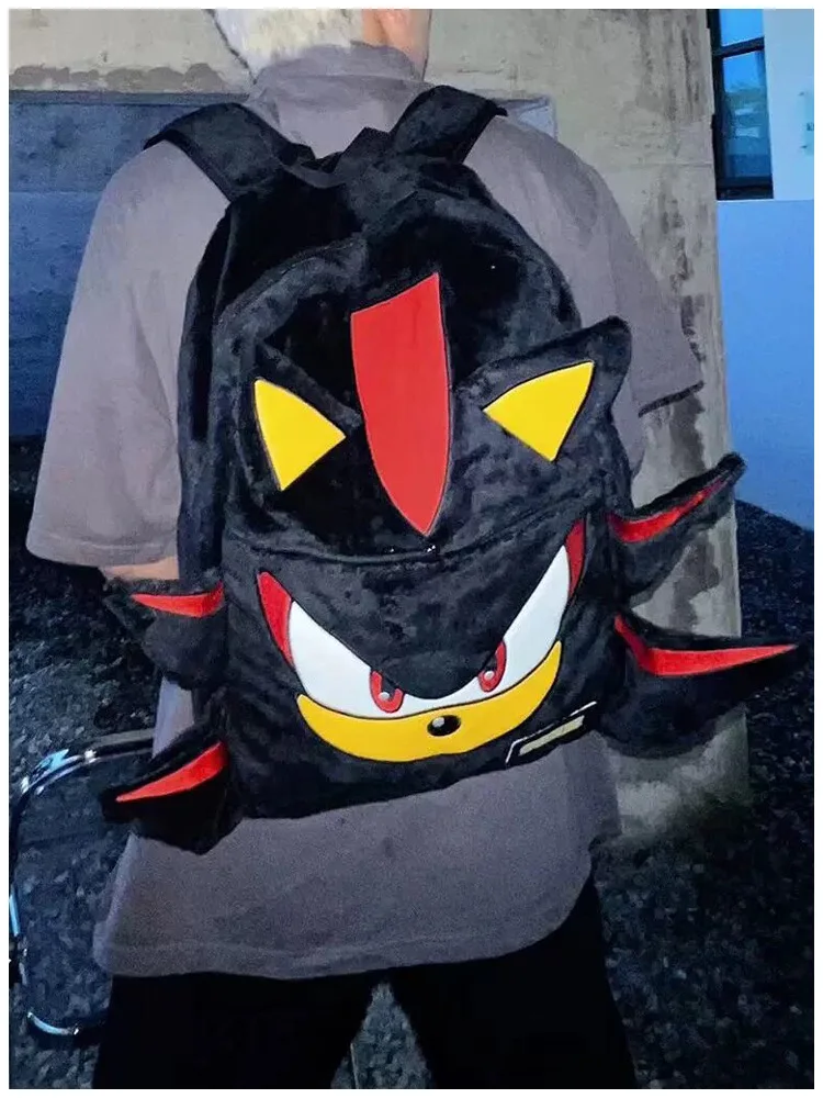 Sonic Anime Shadow Black Backpack Flannel Schoolbag Couple Cartoon Large Capacity Travel Boy Girl School Season Children Gifts Sonic Anime Shadow Black Backpack Flannel Schoolbag Couple Cartoon Large Capacity Travel Boy Girl School Season Children Gifts