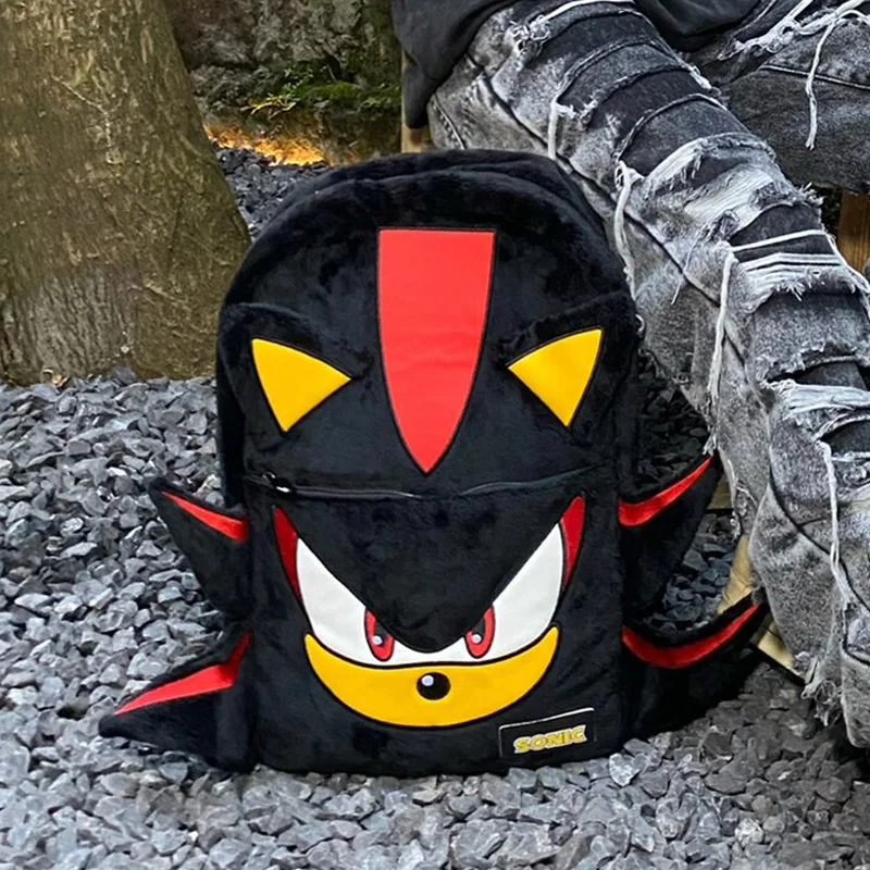 Sonic Anime Shadow Black Backpack Flannel Schoolbag Couple Cartoon Large Capacity Travel Boy Girl School Season Children Gifts Sonic Anime Shadow Black Backpack Flannel Schoolbag Couple Cartoon Large Capacity Travel Boy Girl School Season Children Gifts