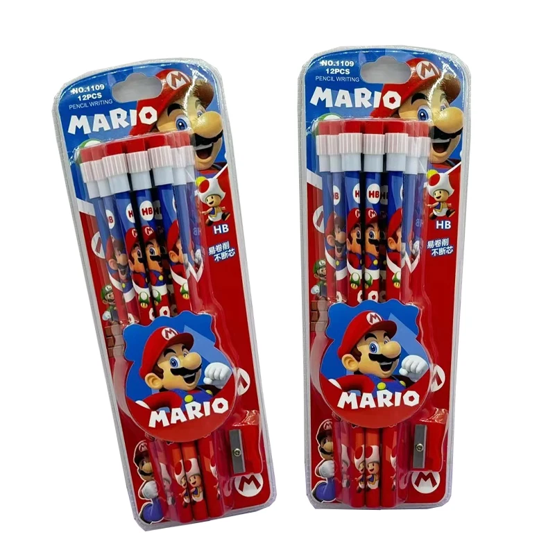 12pcs Super Mario Pencil with Pencil Sharpener for Students Anime Cartoon Figure Pencils Boys Girls Learning Stationery Supplies 12pcs Super Mario Pencil with Pencil Sharpener for Students Anime Cartoon Figure Pencils Boys Girls Learning Stationery Supplies