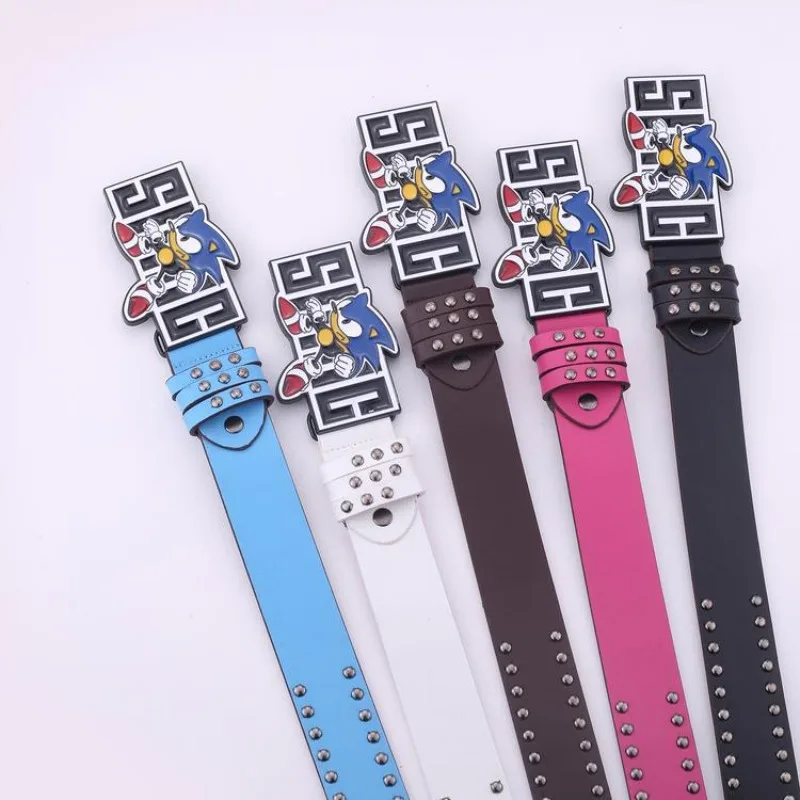 Sonic the Hedgehog Y2K Millennium Hot Girl Style Anime Fashion Belt Female Male Alphabet Guitar Abi High Grade Rivet Belt Female Sonic the Hedgehog Y2K Millennium Hot Girl Style Anime Fashion Belt Female Male Alphabet Guitar Abi High Grade Rivet Belt Female