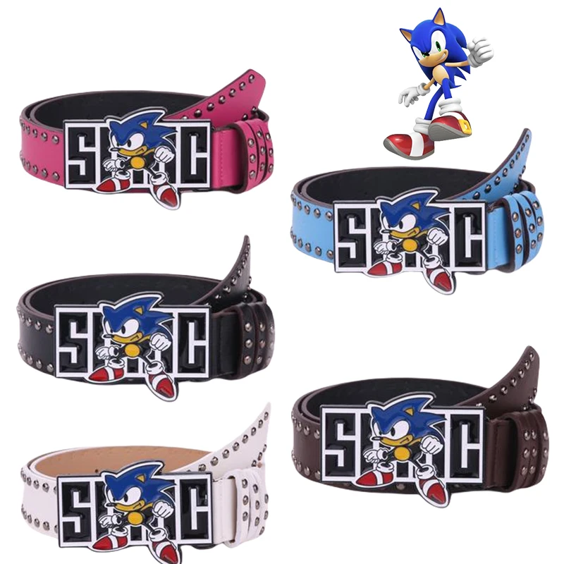 Sonic the Hedgehog Y2K Millennium Hot Girl Style Anime Fashion Belt Female Male Alphabet Guitar Abi High Grade Rivet Belt Female Sonic the Hedgehog Y2K Millennium Hot Girl Style Anime Fashion Belt Female Male Alphabet Guitar Abi High Grade Rivet Belt Female