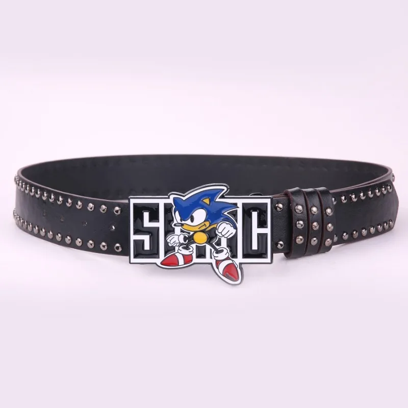 Sonic the Hedgehog Y2K Millennium Hot Girl Style Anime Fashion Belt Female Male Alphabet Guitar Abi High Grade Rivet Belt Female Sonic the Hedgehog Y2K Millennium Hot Girl Style Anime Fashion Belt Female Male Alphabet Guitar Abi High Grade Rivet Belt Female