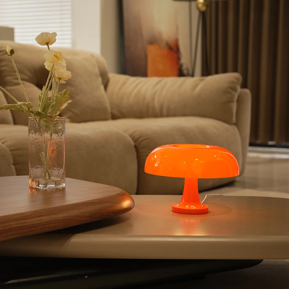 Mushroom table lamp minimalist modern bedroom bedside lamp Danish designer orange decorative table lamp Mushroom table lamp minimalist modern bedroom bedside lamp Danish designer orange decorative table lamp