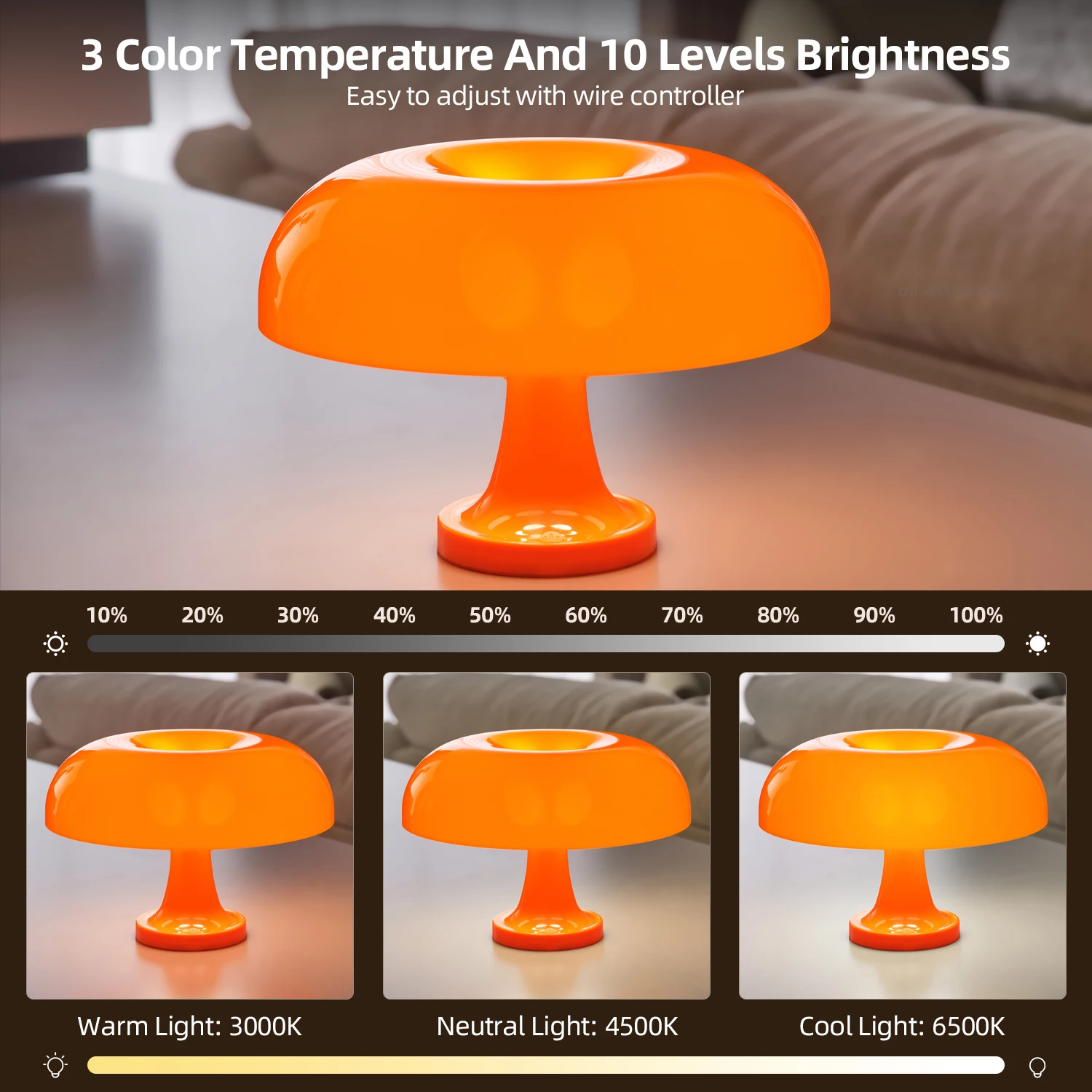 Mushroom table lamp minimalist modern bedroom bedside lamp Danish designer orange decorative table lamp Mushroom table lamp minimalist modern bedroom bedside lamp Danish designer orange decorative table lamp