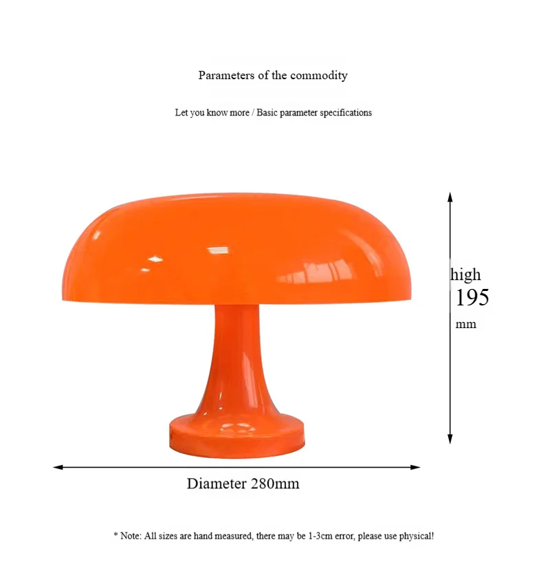 Mushroom table lamp minimalist modern bedroom bedside lamp Danish designer orange decorative table lamp Mushroom table lamp minimalist modern bedroom bedside lamp Danish designer orange decorative table lamp