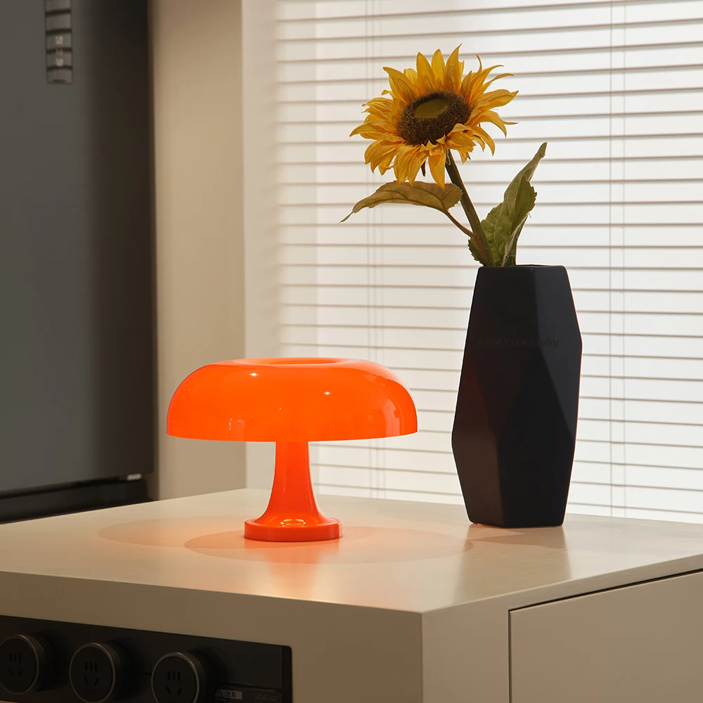 Mushroom table lamp minimalist modern bedroom bedside lamp Danish designer orange decorative table lamp Mushroom table lamp minimalist modern bedroom bedside lamp Danish designer orange decorative table lamp