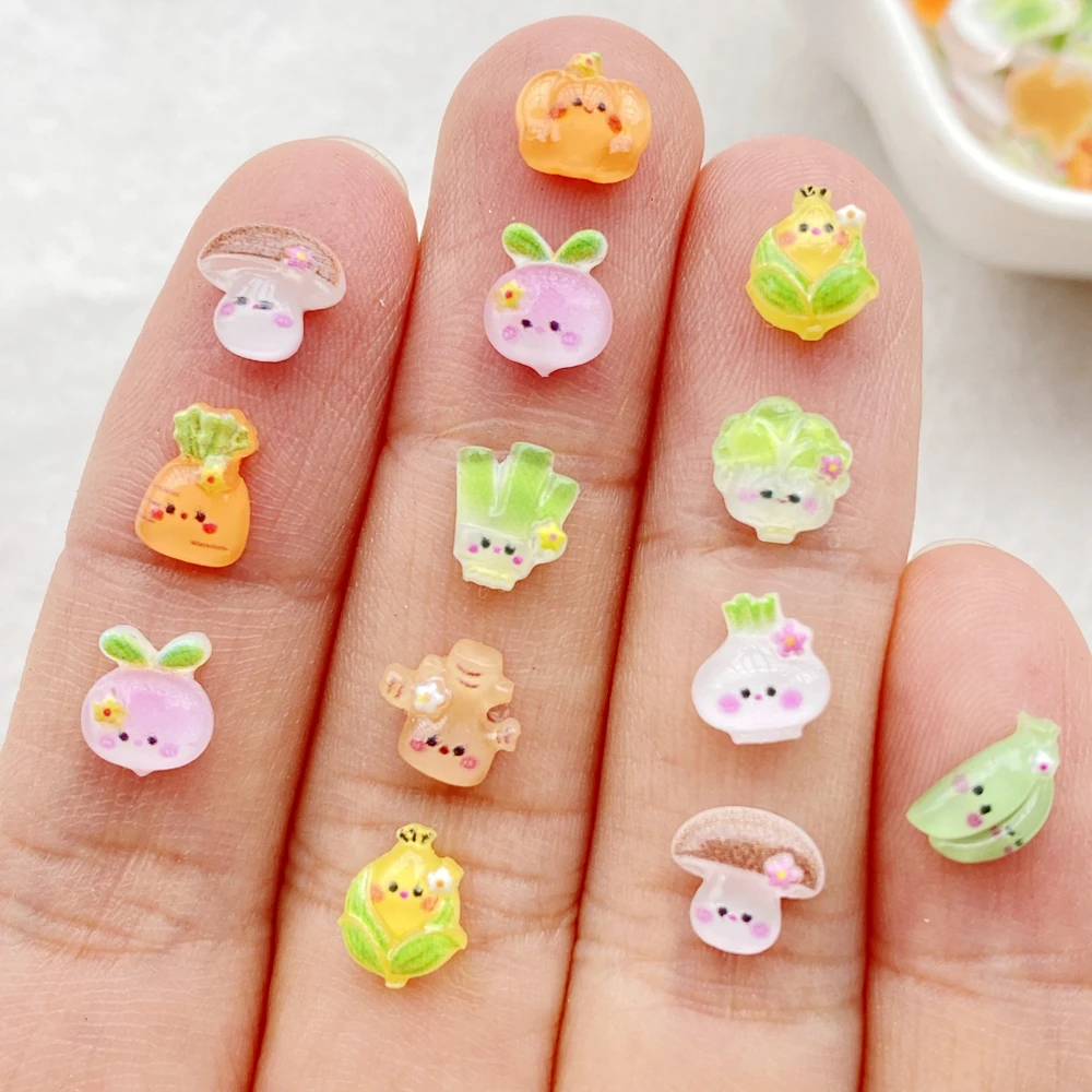 100Pcs Cute Mini Mushrooms, cabbage, pumpkin, corn and vegetables Nail Art Resin Designer Charms Craft For Nail 3D Decoration 100Pcs Cute Mini Mushrooms, cabbage, pumpkin, corn and vegetables Nail Art Resin Designer Charms Craft For Nail 3D Decoration