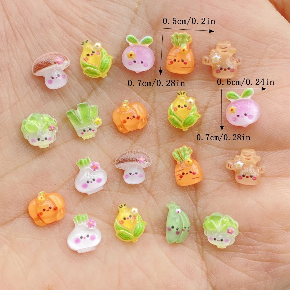 100Pcs Cute Mini Mushrooms, cabbage, pumpkin, corn and vegetables Nail Art Resin Designer Charms Craft For Nail 3D Decoration 100Pcs Cute Mini Mushrooms, cabbage, pumpkin, corn and vegetables Nail Art Resin Designer Charms Craft For Nail 3D Decoration