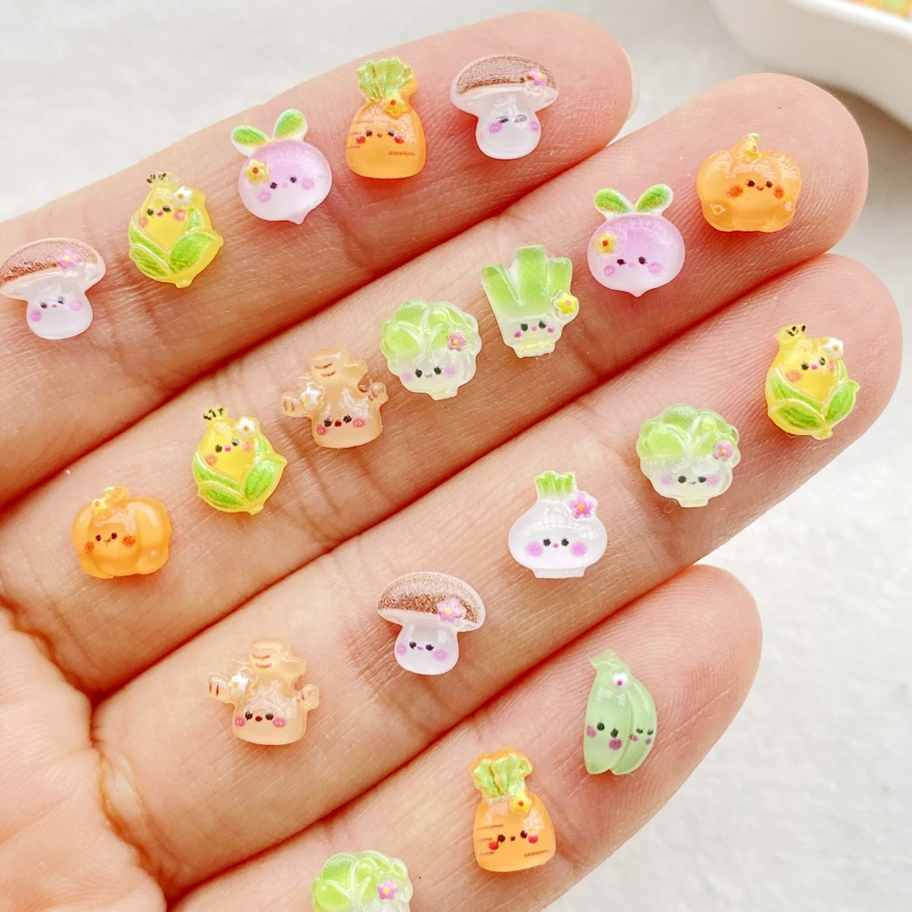 100Pcs Cute Mini Mushrooms, cabbage, pumpkin, corn and vegetables Nail Art Resin Designer Charms Craft For Nail 3D Decoration 100Pcs Cute Mini Mushrooms, cabbage, pumpkin, corn and vegetables Nail Art Resin Designer Charms Craft For Nail 3D Decoration