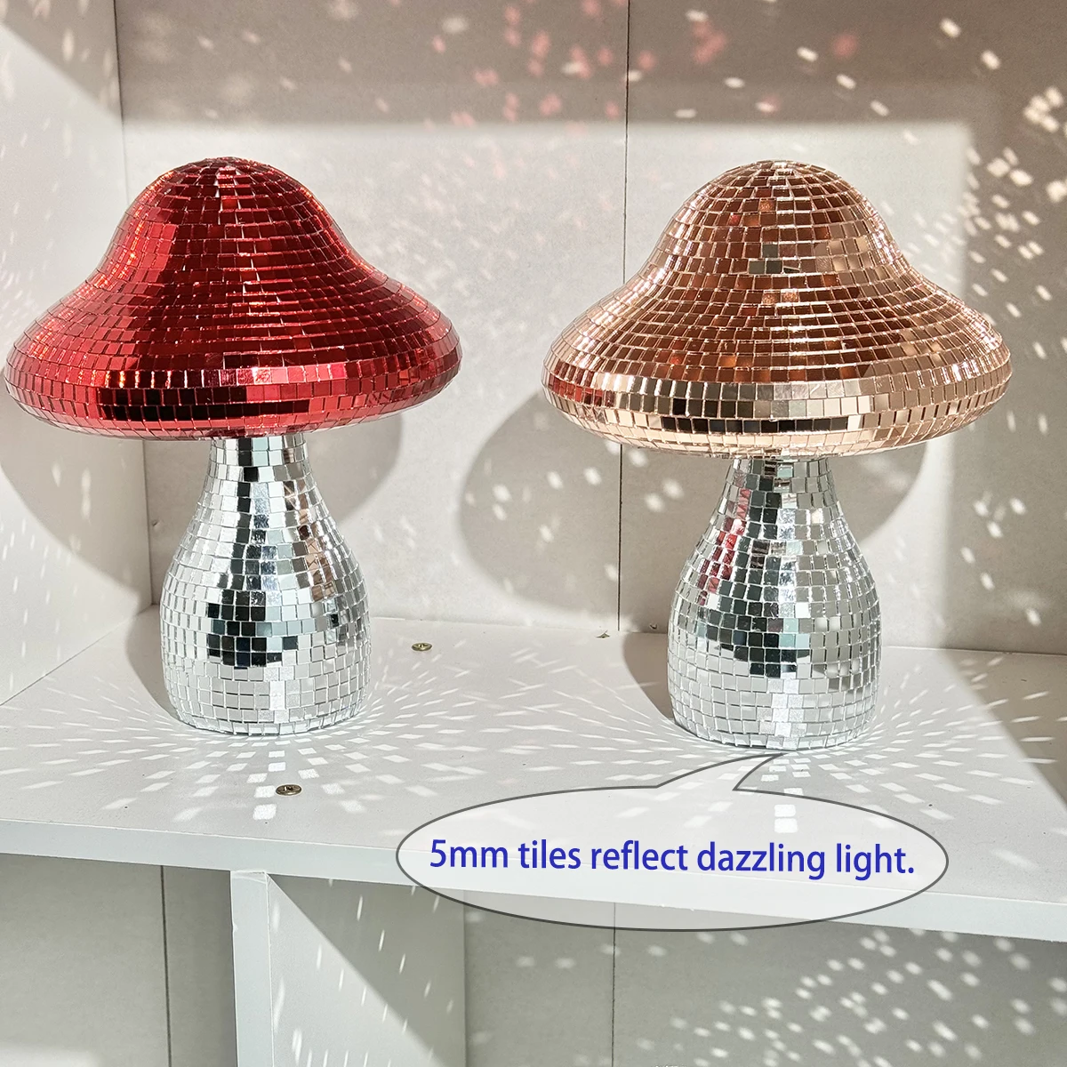 Dreamy Disco Mushroom Handmade Ornament Reflective Home Decor for Living Room Bedroom Patio Party Wedding Gift Light Decoration