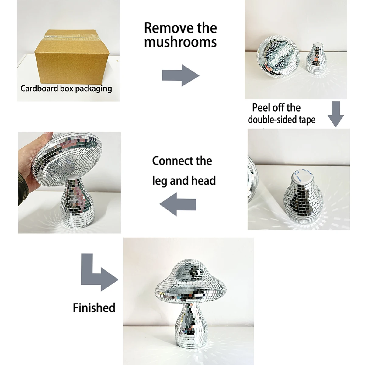 Dreamy Disco Mushroom Handmade Ornament Reflective Home Decor for Living Room Bedroom Patio Party Wedding Gift Light Decoration