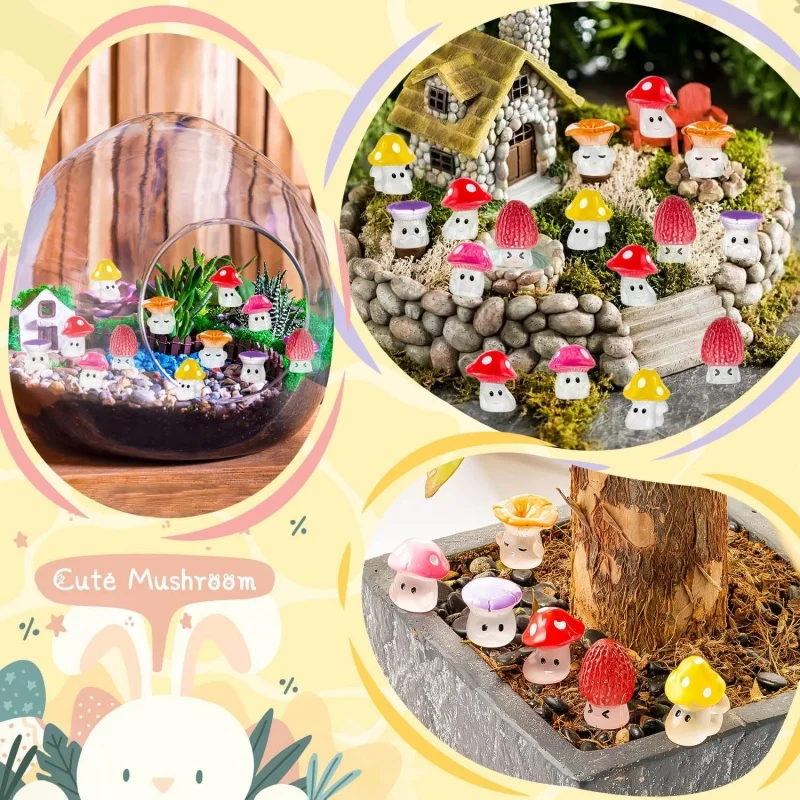 24pcs Mini Mushrooms Luminous Cute Tiny Mushroom Figurine for Fairy Garden Terrarium Accessories Decor Micro Landscape Craft 24pcs Mini Mushrooms Luminous Cute Tiny Mushroom Figurine for Fairy Garden Terrarium Accessories Decor Micro Landscape Craft