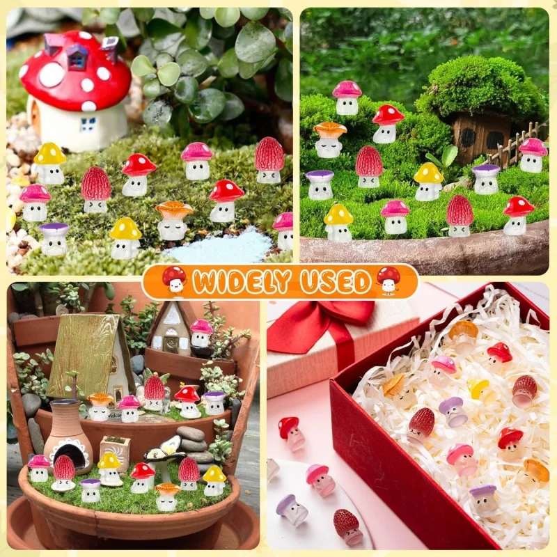 24pcs Mini Mushrooms Luminous Cute Tiny Mushroom Figurine for Fairy Garden Terrarium Accessories Decor Micro Landscape Craft 24pcs Mini Mushrooms Luminous Cute Tiny Mushroom Figurine for Fairy Garden Terrarium Accessories Decor Micro Landscape Craft
