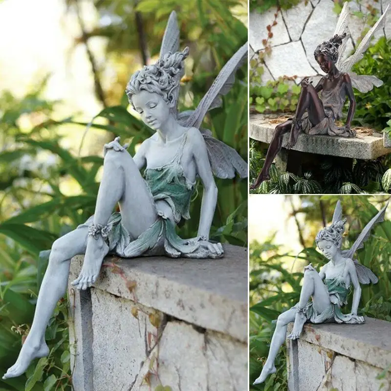 18/22CM Flower Fairy Sculpture Garden Landscaping Yard Art Ornament Resin Sitting Statue Outdoor Angel Figurine Craft Decoration 18/22CM Flower Fairy Sculpture Garden Landscaping Yard Art Ornament Resin Sitting Statue Outdoor Angel Figurine Craft Decoration