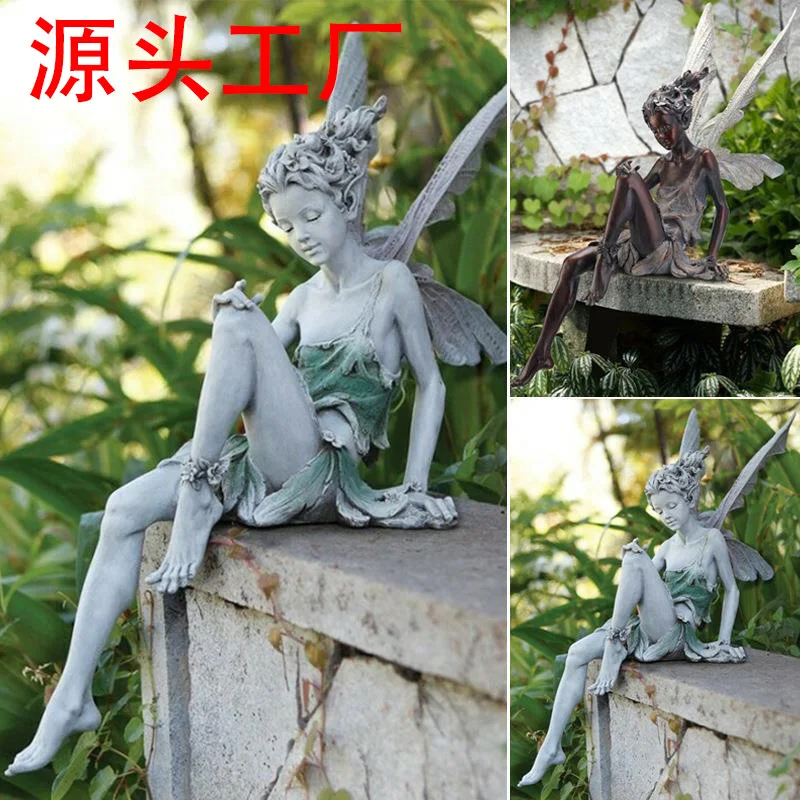 18/22CM Flower Fairy Sculpture Garden Landscaping Yard Art Ornament Resin Sitting Statue Outdoor Angel Figurine Craft Decoration 18/22CM Flower Fairy Sculpture Garden Landscaping Yard Art Ornament Resin Sitting Statue Outdoor Angel Figurine Craft Decoration
