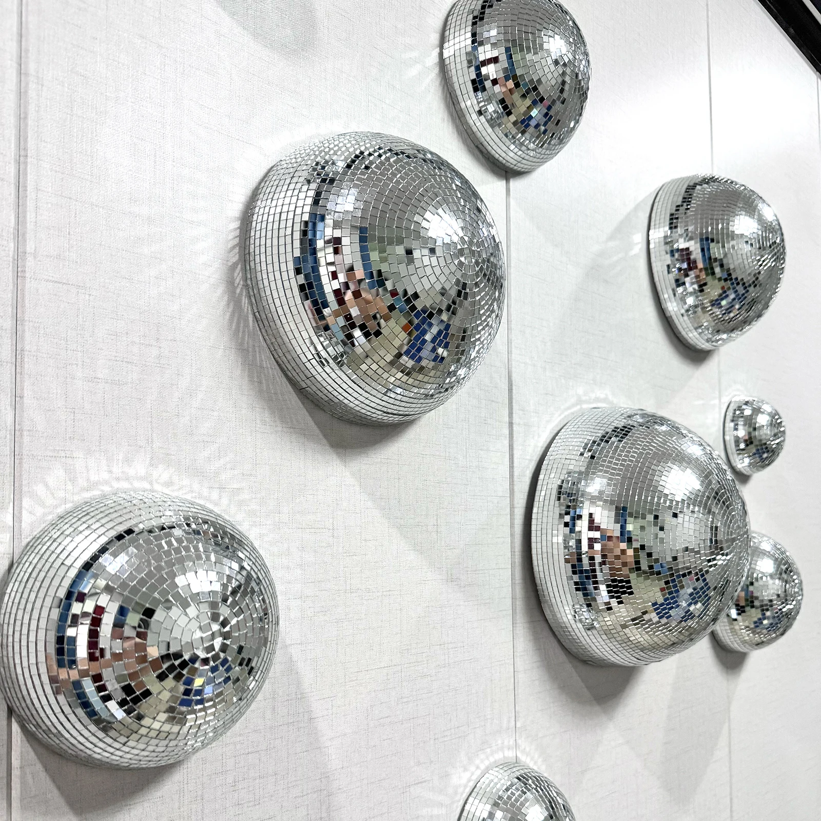 Wall Disco Ball Mirrored Designs Metallic Home Decor Mirror Ball Decoration For Wedding Disco Ball Semicircle Home Wall Art